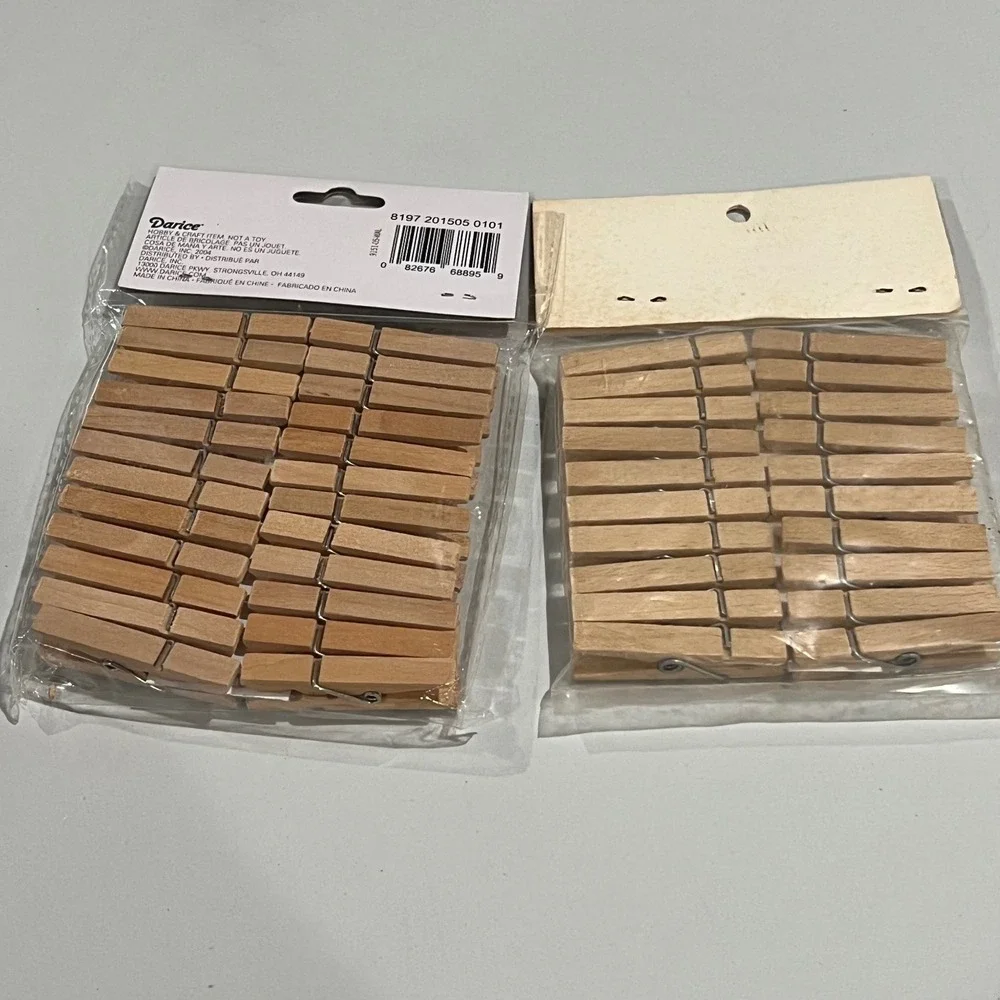 Darice Mini Spring Clothespins Craft Lot of 2‎ Wood 1.87